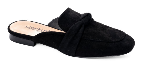 Corkys Clingy Black Faux Suede Mules