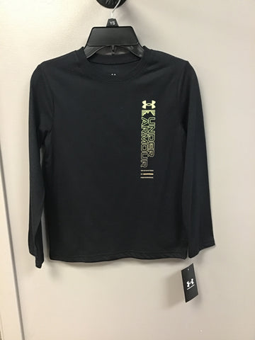 UA Boys Black & Lime Logo Tee