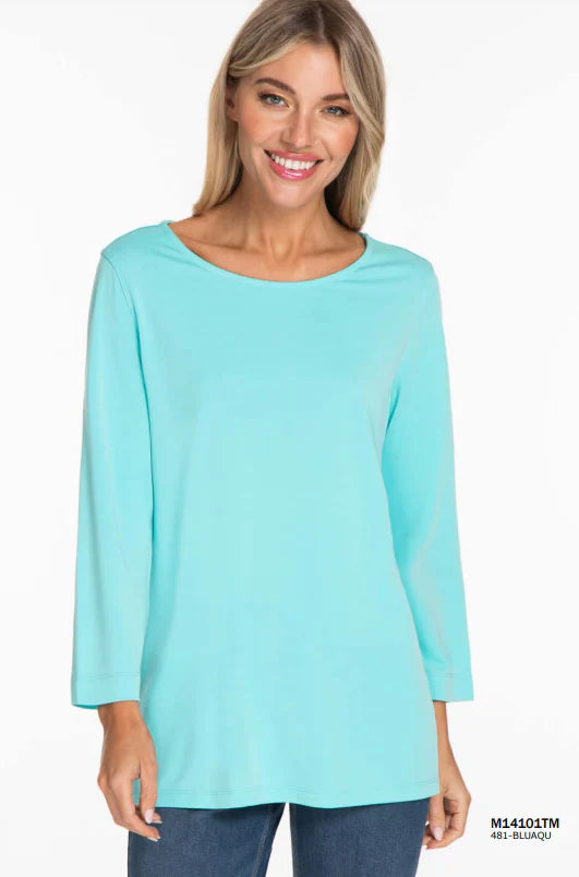 Multiples Aqua 3/4 Sleeve Top