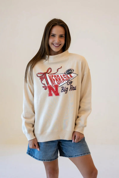 Nebraska Campus Charm Oversized Funnel Neck