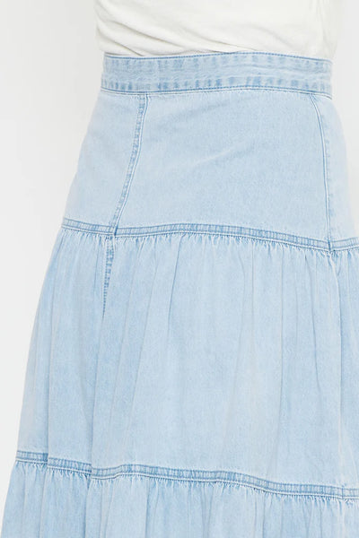 KanCan Tiered Maxi Denim Skirt