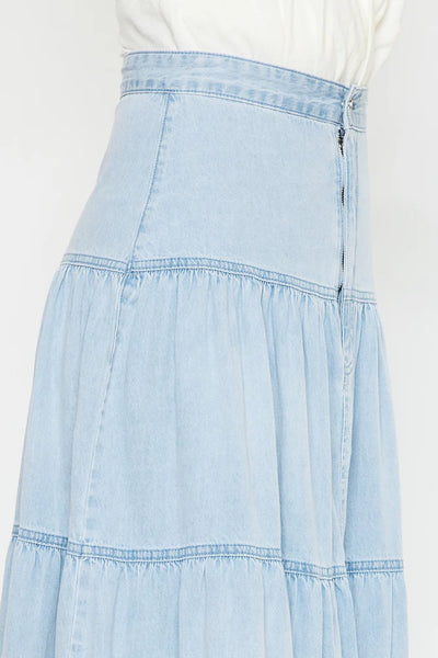 KanCan Tiered Maxi Denim Skirt