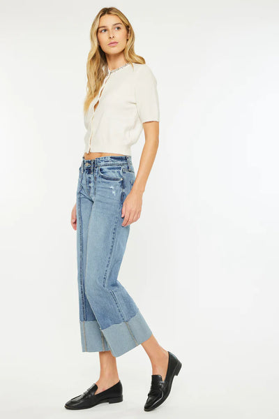 KanCan Margret Mid Rise Cropped Wide Leg Jeans