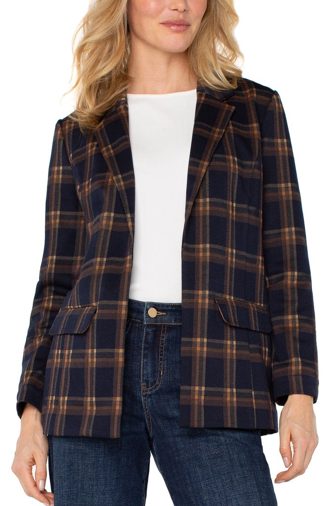 Liverpool Blazer in Toffee/ Navy Plaid