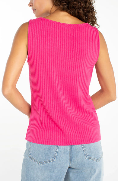 Liverpool Sleeveless Boat Neck Rib Knit Top