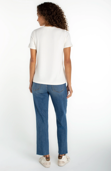 Liverpool White Short Sleeve V-neck Knit Tee