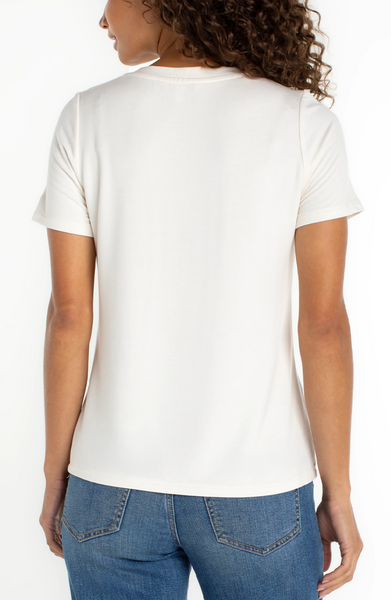 Liverpool White Short Sleeve V-neck Knit Tee
