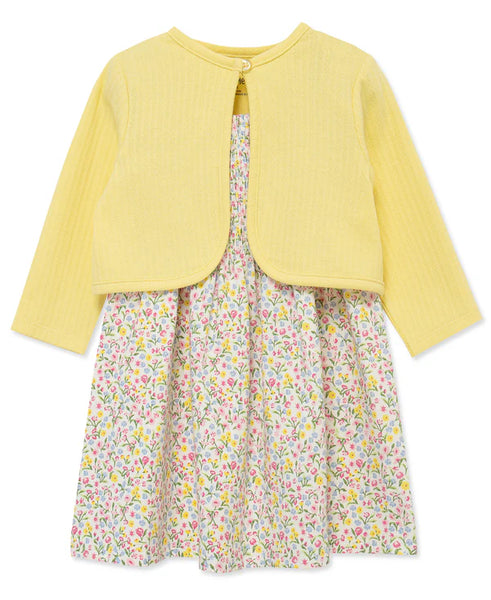 Little Me Garden Knit Dress & Cardigan Set