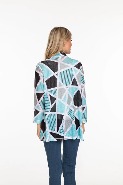 Multiples Blue Aqua Patterned  Cardigan