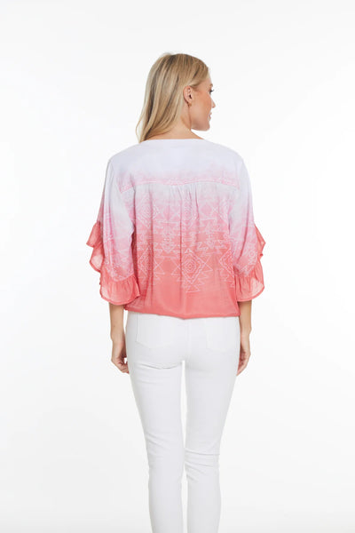 Multiples Flounce Elbow Sleeve Top