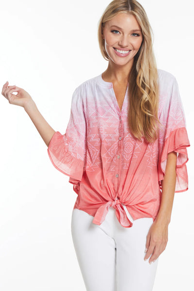 Multiples Flounce Elbow Sleeve Top