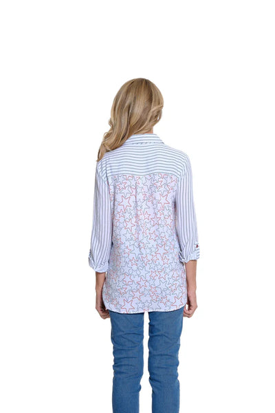 Printed Crinkle Woven Shirt - Rich Navy