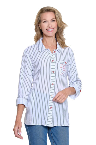 Printed Crinkle Woven Shirt - Rich Navy