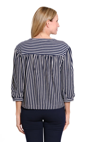 Multiples Puff Sleeve Stripe Top