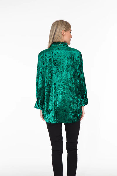 Multiples Emerald Velvet Cuff Shirt