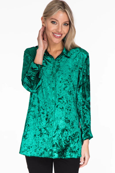 Multiples Emerald Velvet Cuff Shirt