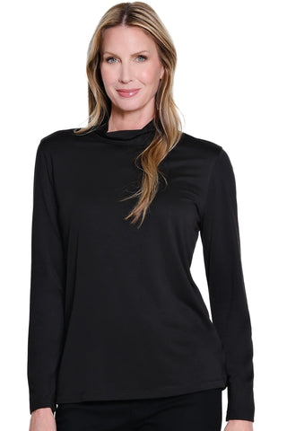 Mock Neck Knit Top - Black