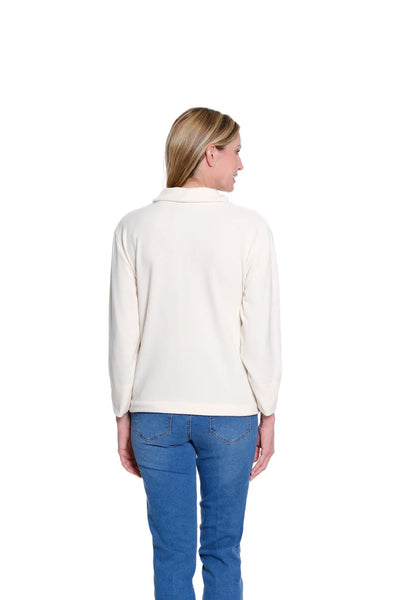 Multiples Rib Knit Turtleneck Top- Winter White