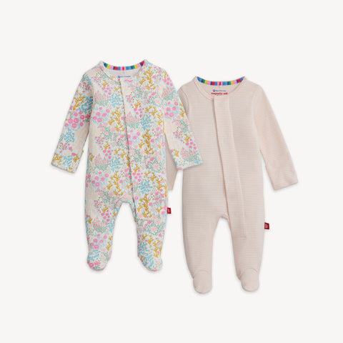 Magnetic Me Girls Floral and Pink 2 Pack Footie Set
