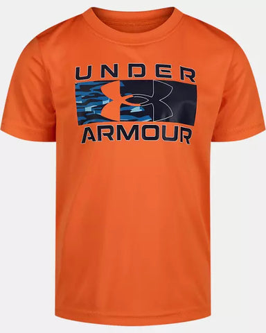 UA Boys Sediment Camo Neon Orange Shirt