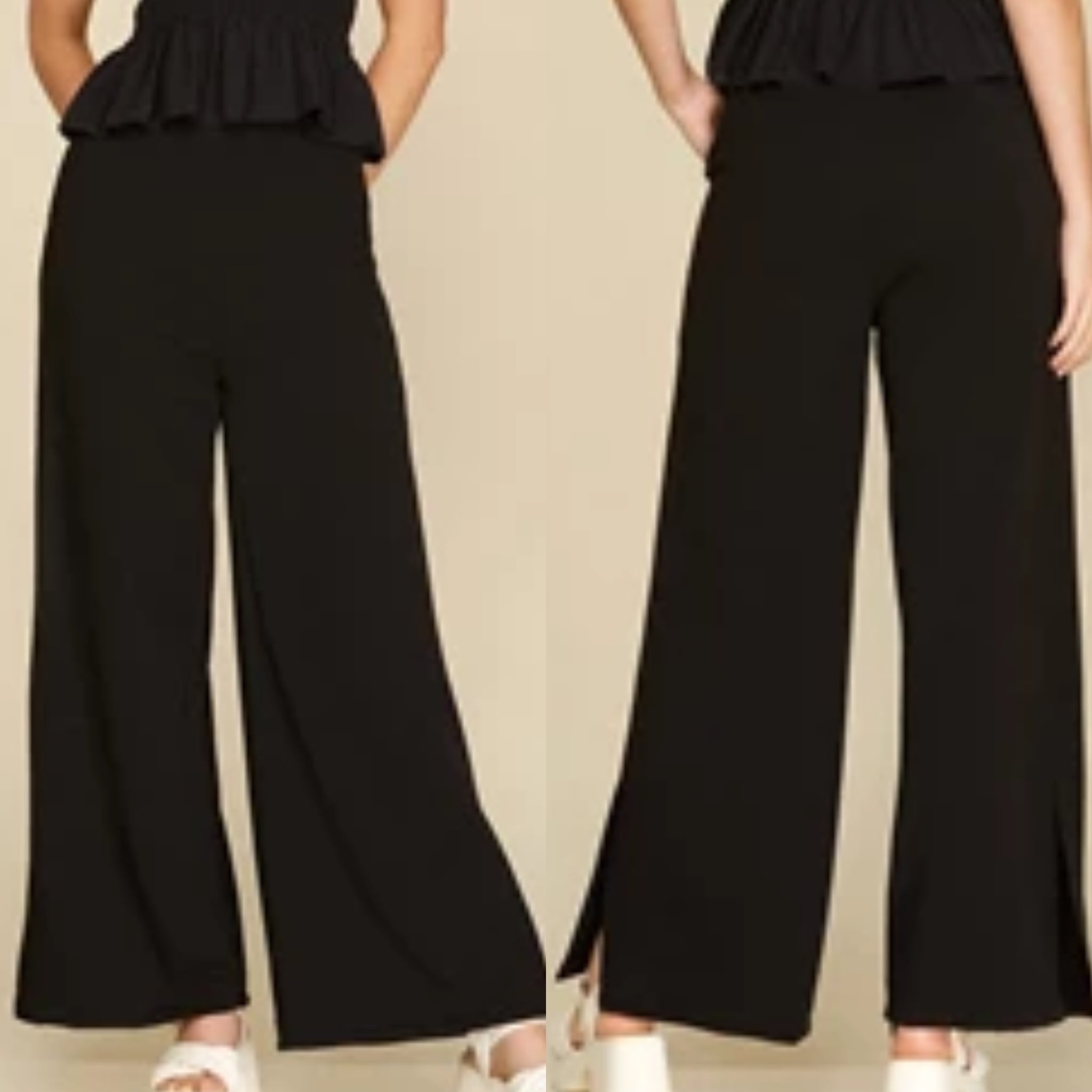 Black Heavy Knit Side Slit Pants