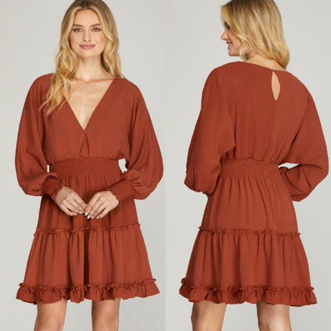 Cinnamon Tiered Fall Dress