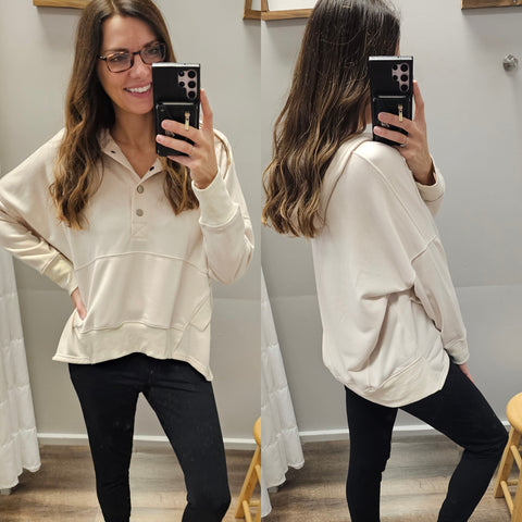 Vanilla Oversized Button-Up Pullover