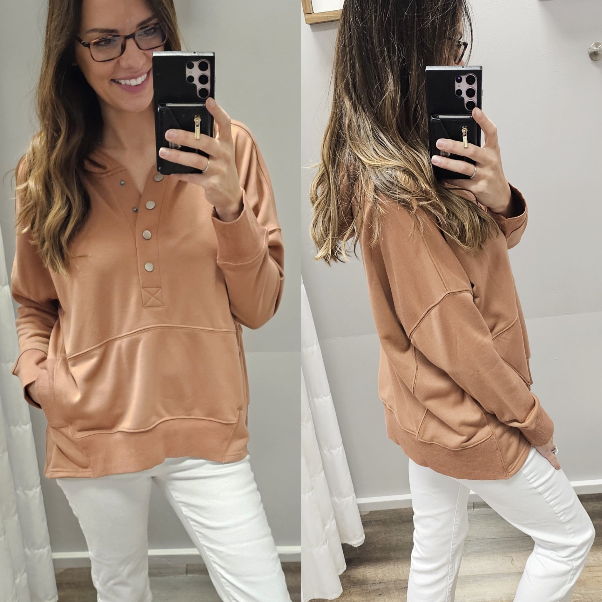 Coconut Oversized Button-Up Pullover