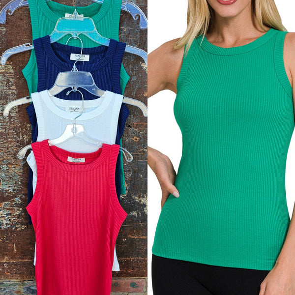 Ribbed Scoop-Neck Tanks