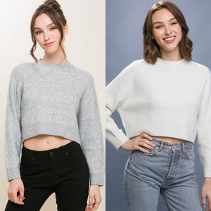 Wool Blend Crop Sweaters