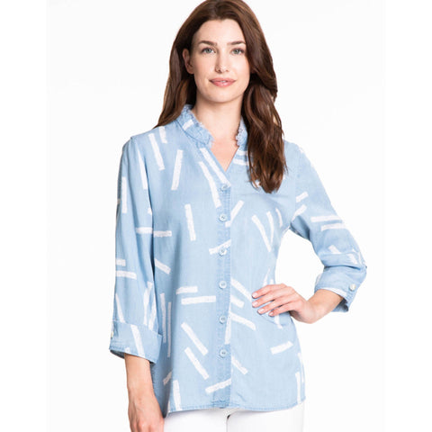 Multiples Chambray Button-Down Top