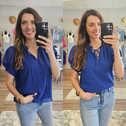 Royal Blue Shear Sleeve Top