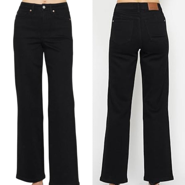 Judy Blue High Waist Straight Tummy Control Black Jeans