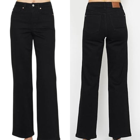 Judy Blue High Waist Straight Tummy Control Black Jeans