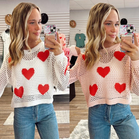 Heart Pattern Sweater Top