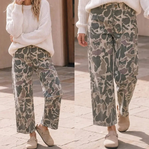 Kori  America Camo Wide Leg Utility Denim Pants