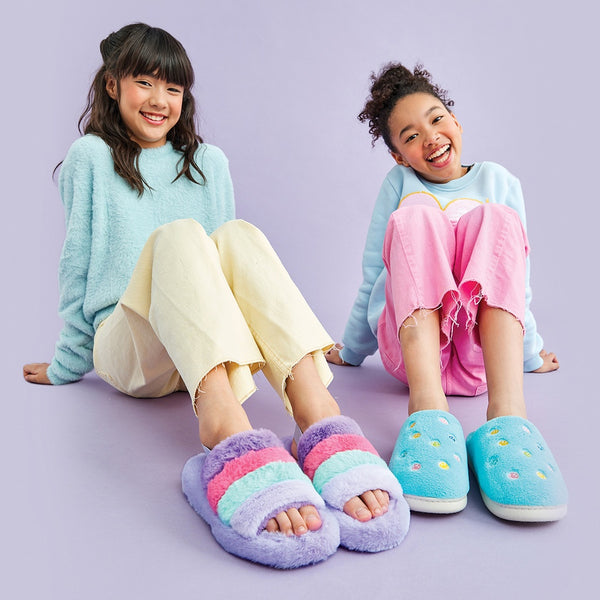 Purple, Pink, & Blue Furry Slippers