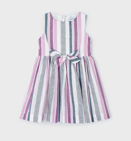 Pink and Blue Striped Linen Dress
