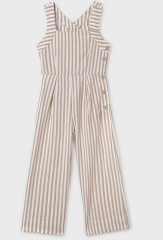 Tan and Cream Striped Jumpsuit