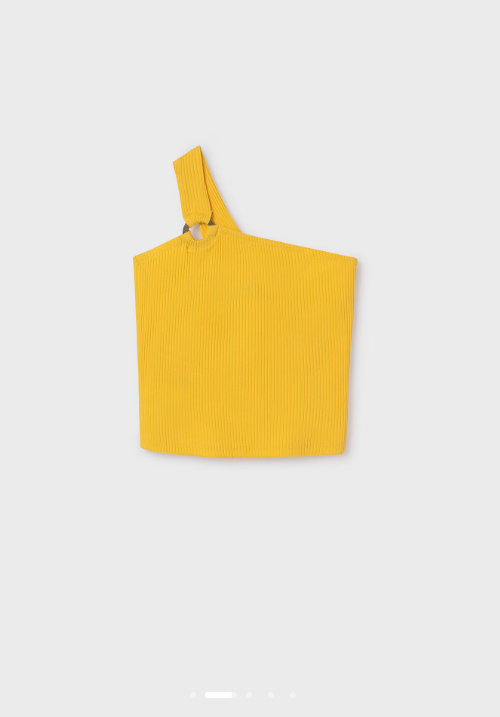 Lemon Asymmetrical Rib-Knot Top