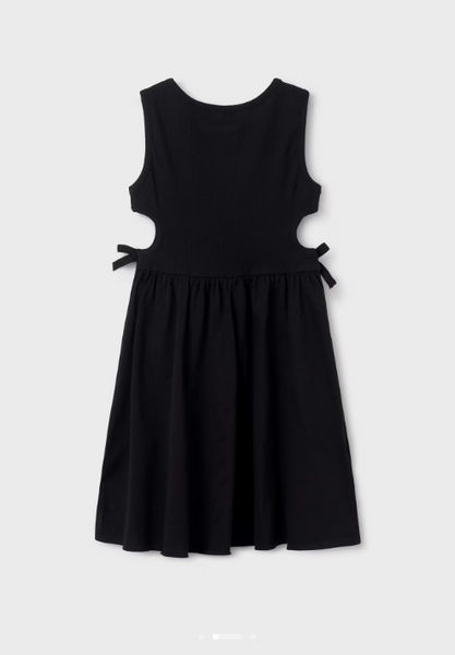 Ribbed Cut-Out Black Dress