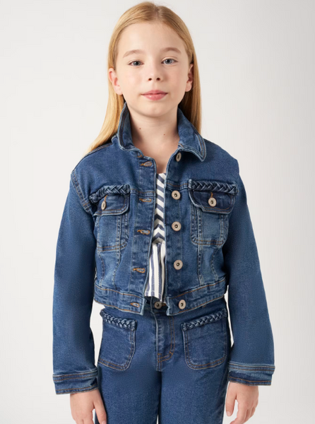 Mayoral Girls Braided Denim Jacket