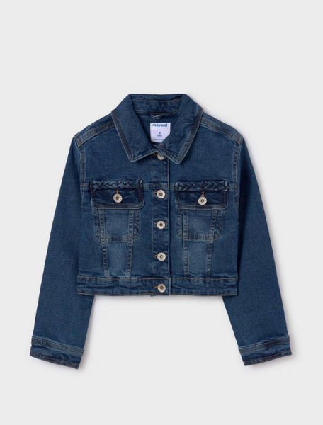 Mayoral Girls Braided Denim Jacket