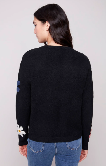 Charlie B. Black Flower Sweater
