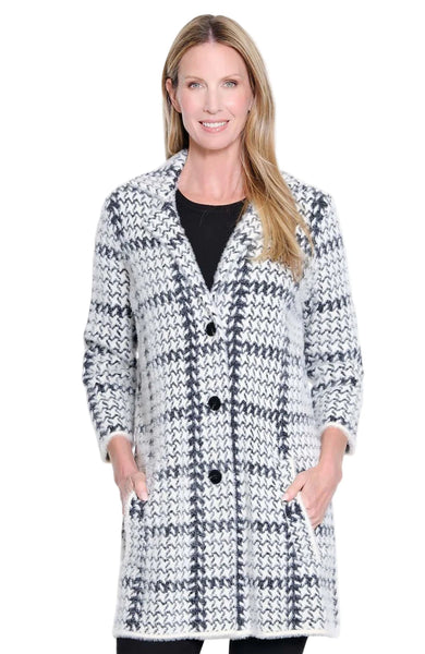 Multiples Black & White Long Sweater Cardigan