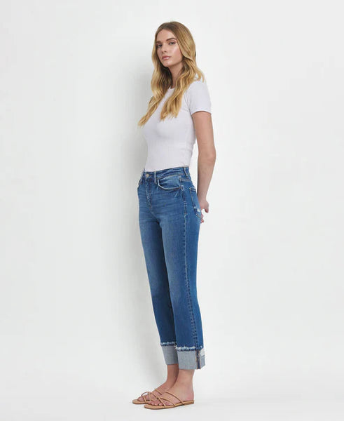 Vervet High Rise Cuffed Straight Jeans