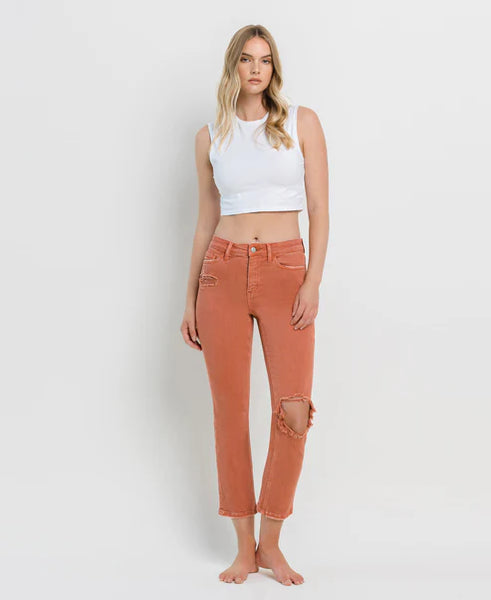 Vervet High Rise Crop Slim Straight Jeans
