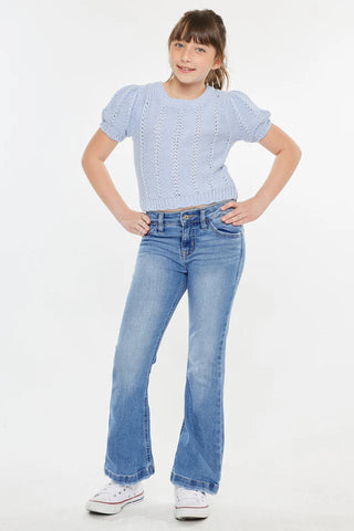 Girls KanCan Mid Rise Medium Wash Flare Jeans