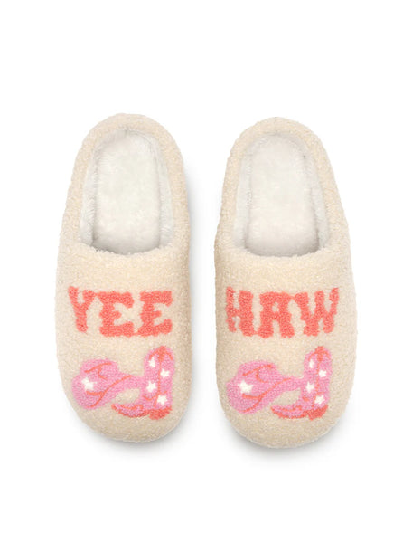 Yee Haw Cream Slippers