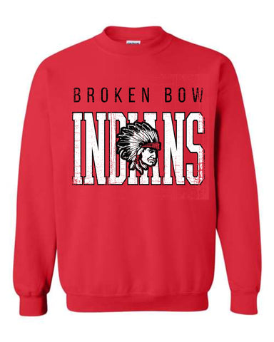 Broken Bow Indians-Red Crewneck